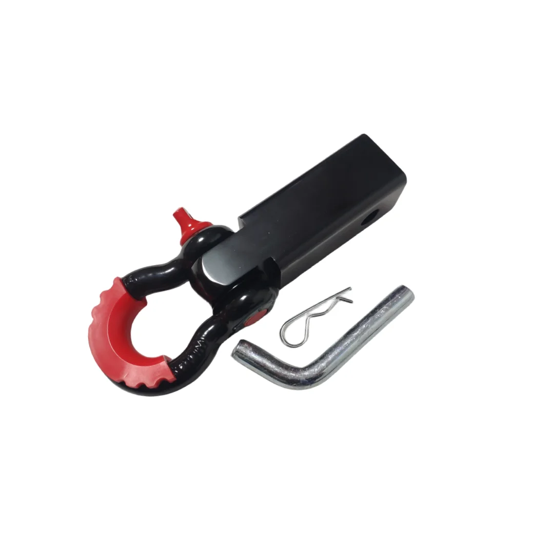 18000 Lbs 2 inch Shackle   Receiver trailer hitch hook receiver with 3/4  D Ring shackle and rubber isolator