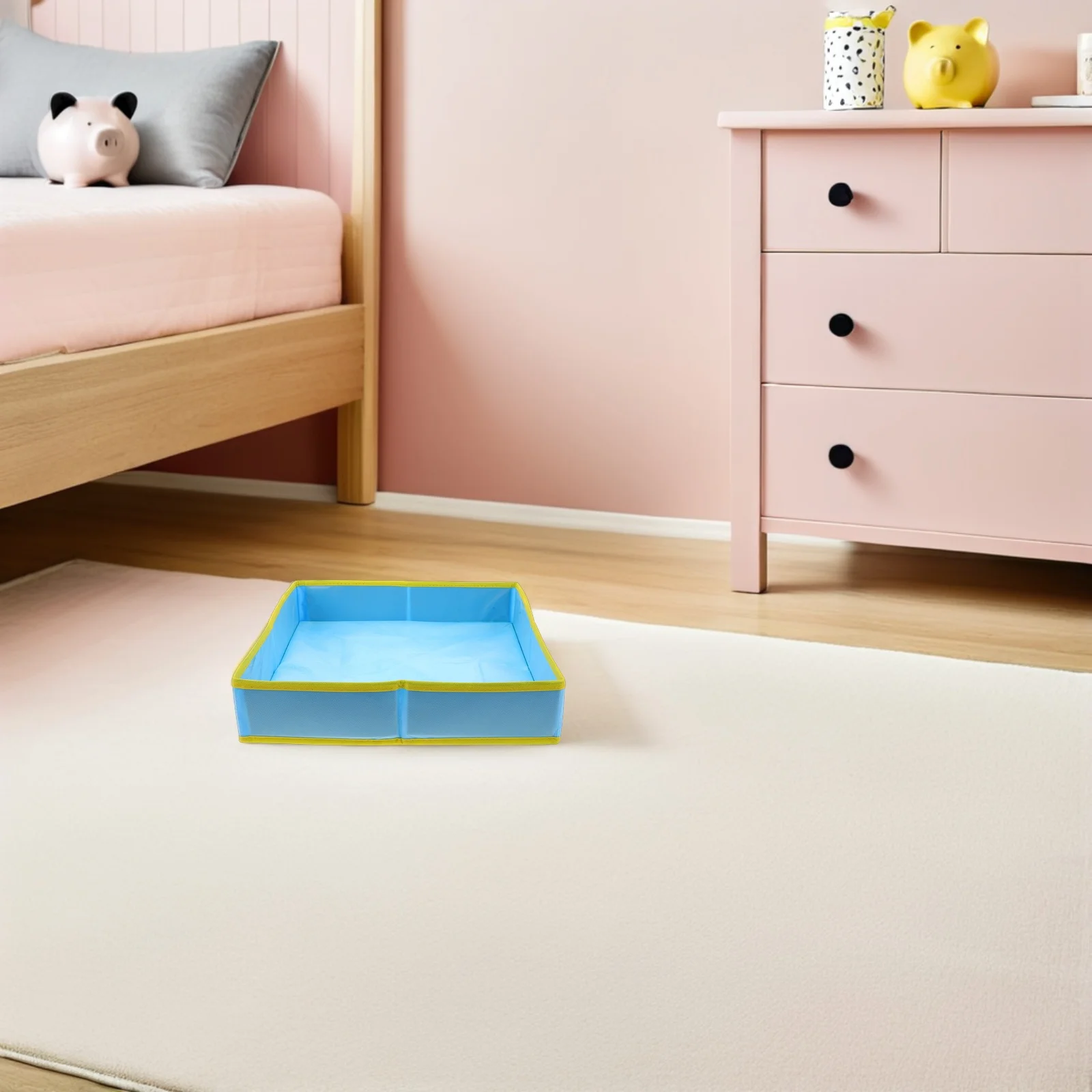 Caja de arena plegable para niños, bandeja de arena portátil de poliéster, fácil configuración, playa, juego interior y exterior para niños pequeños, bandeja de arena, 2 uds.