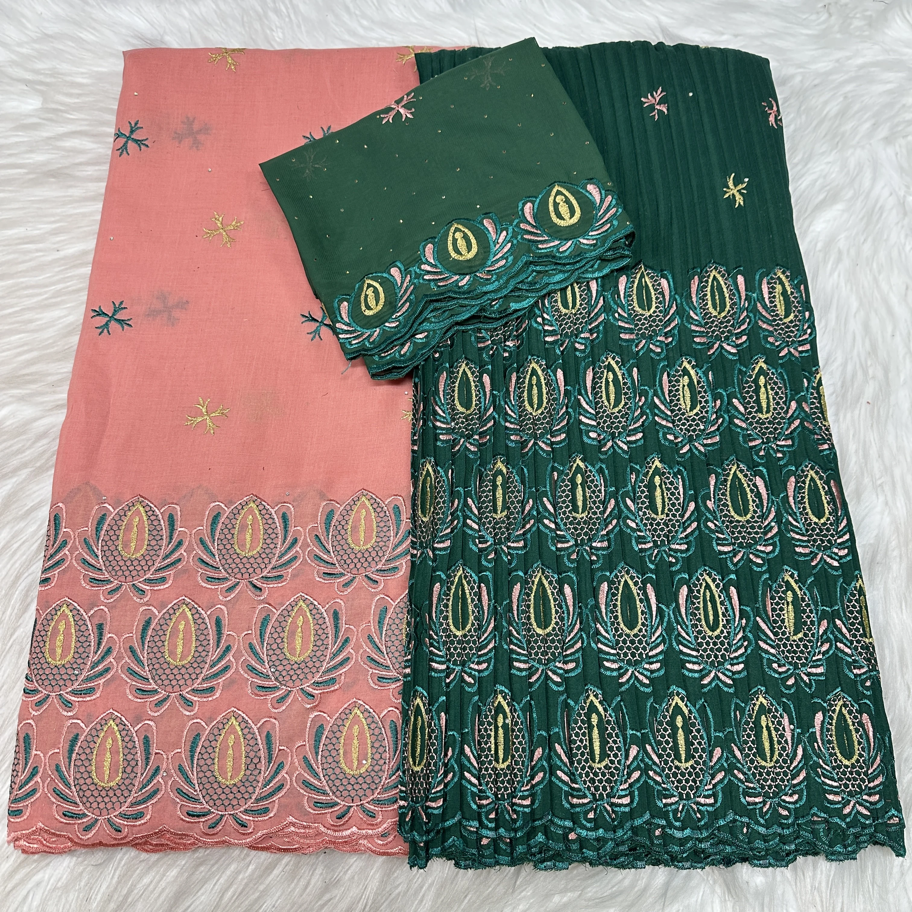 

2.5+2+2yards Latest Swiss Lace Fabric With Stones Nigerian African France 2025 High End Cotton for Bride Wedding Party Sew Dress