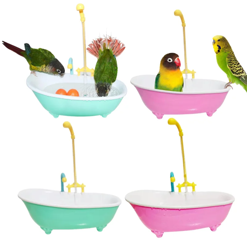 Pet Parrot Bathtub Parrot Automatic IntelligentBath Blue Pink Cute Plastic Cage Accessories Household Accessory Bird Supplies