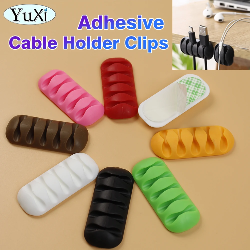 1 Pc Cable Cord Wire Organizer Silicone USB Charging Data Cable Winder Management Clips Self Adhesive for Power Cord Holder Clip