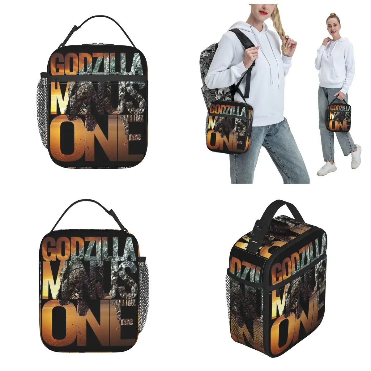 Godzillaed Menos Um Filme Isolado Lunch Bag, Japonês Manga Lunch Container, Refrigerador Y2K, Bento Box térmica para a escola