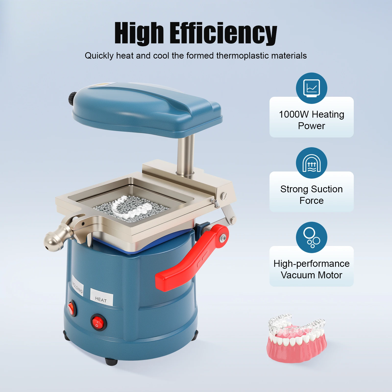 Machine de thermoformage dentaire 1KW, machine de thermoformage dentaire de laboratoire, outil de moulage à chaud avec billes en acier pour protège-dents, protège-dents