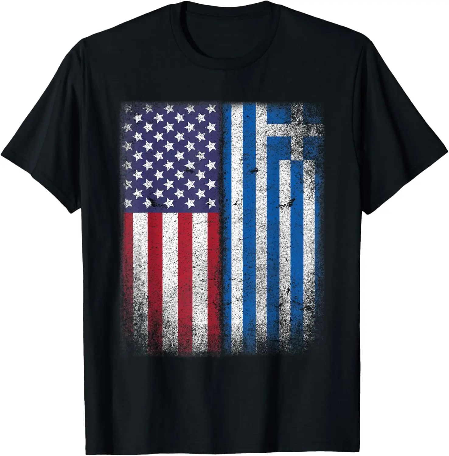 

American Greek Flag Half Heritage USA Greece DNA Distressed Graphic Tee