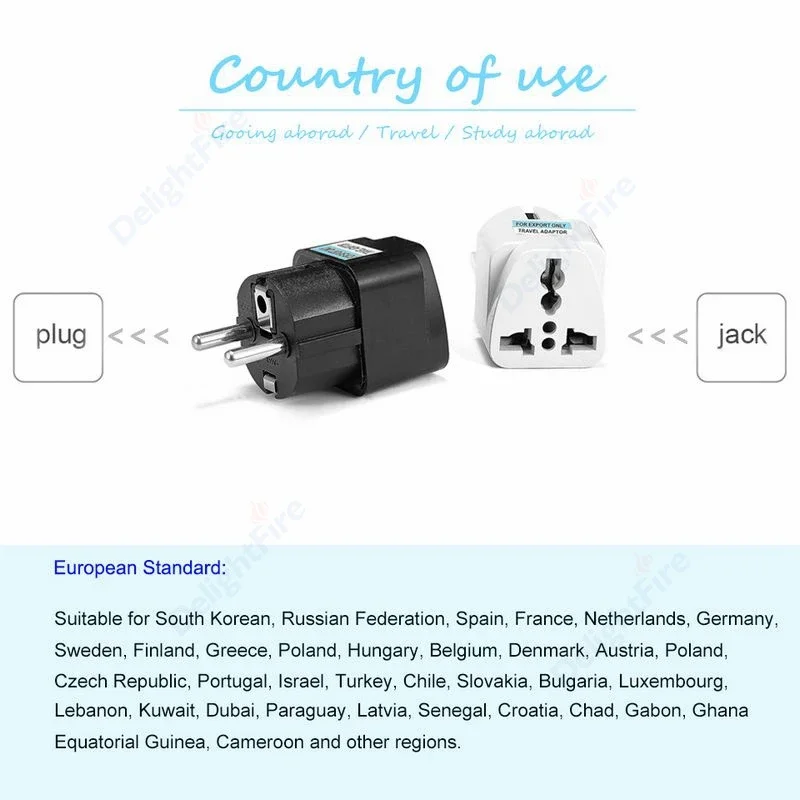 Adaptador de viaje para enchufe EU KR, convertidor de corriente alterna de EE. UU., AU, Reino Unido a Europa, Europa, Corea del Sur