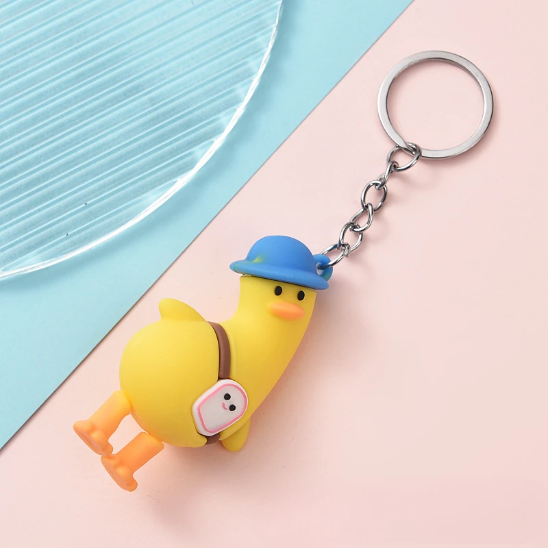 Cartoon pendant crooked neck duck student schoolbag pendant car little yellow duck