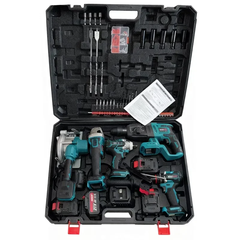 Portable 5-in-1 Brushless Power Tool Set, OEM/ODM Lithium Battery Cordless Multi-function Impact Drill Set