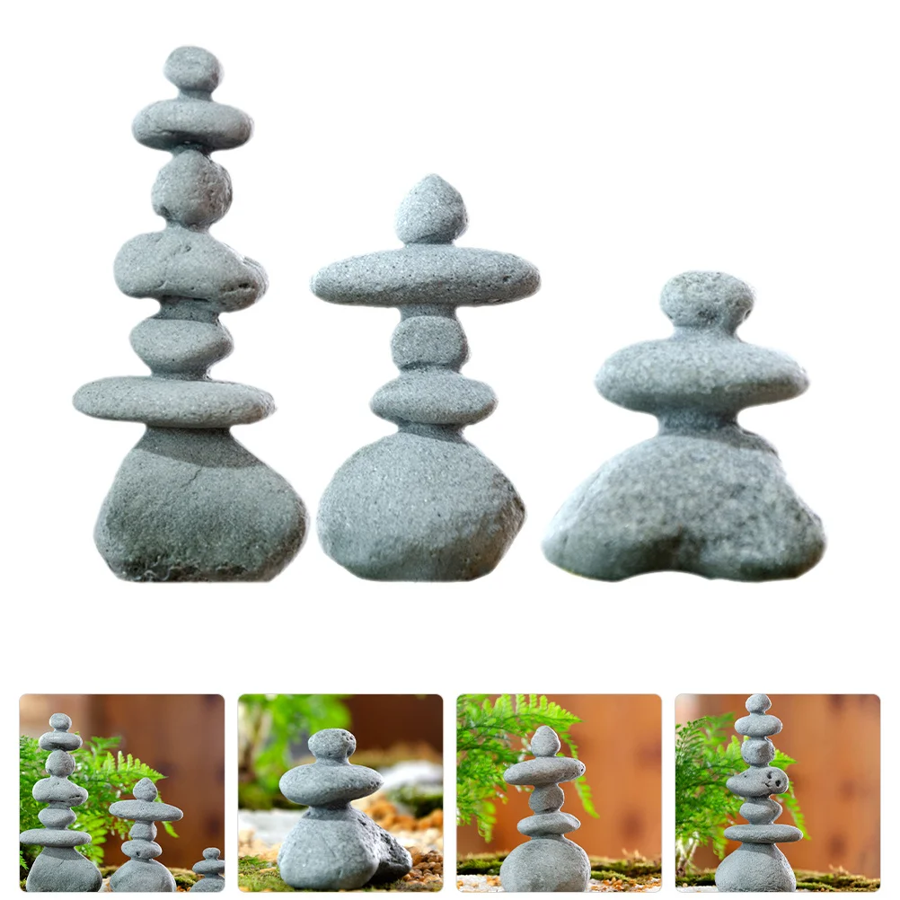 

3Pcs Creative Micro Landscape Stone Ornament Wear Resistant Stone Decoration for Garden Fish Tank Yard Home Desktop Decor