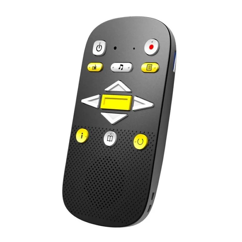 

Blind low vision elderly listening machine E7 has old yellow calendar