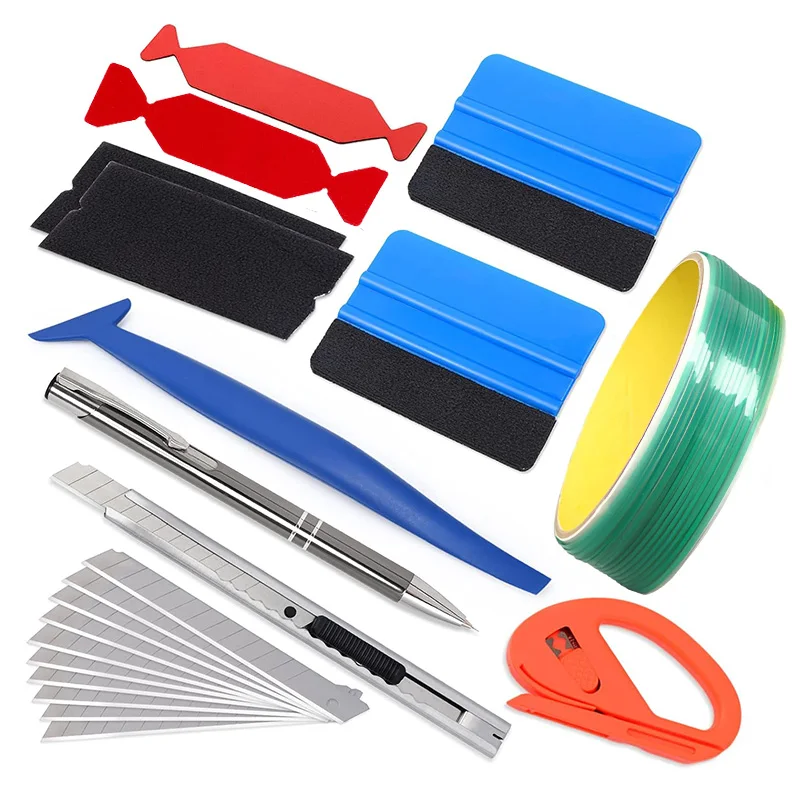 Fita de Corte para Envelopamento de Vinil Finish Line 5m/10m/20m, Fita Sem Faca para Envelopamento de Carros com Raspador Opcional, Kit para Película de Janela