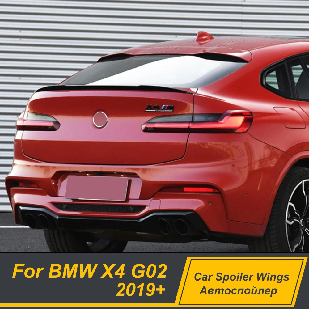 For BMW X4 G02 2019+ Rear Trunk Lid Car Spoiler Wing ABS Material Glossy Black Carbon Printing Exterior Tuning Accessories Parts