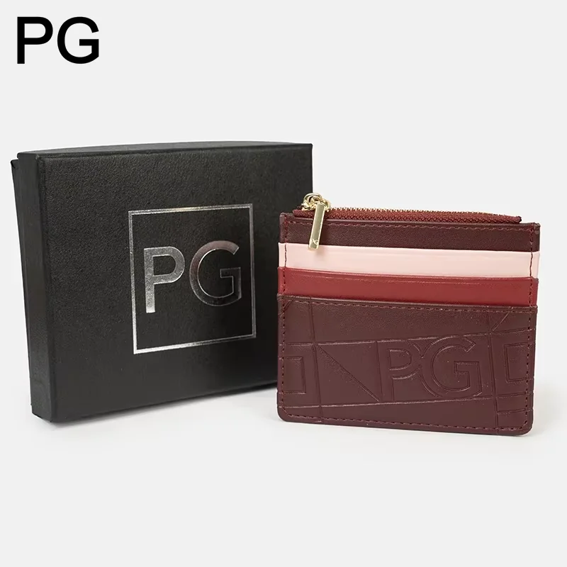 PG Embossed Logo Tri Color Block Zipper Card Holder Women Slim Essential Everyday Casual Daily Purse