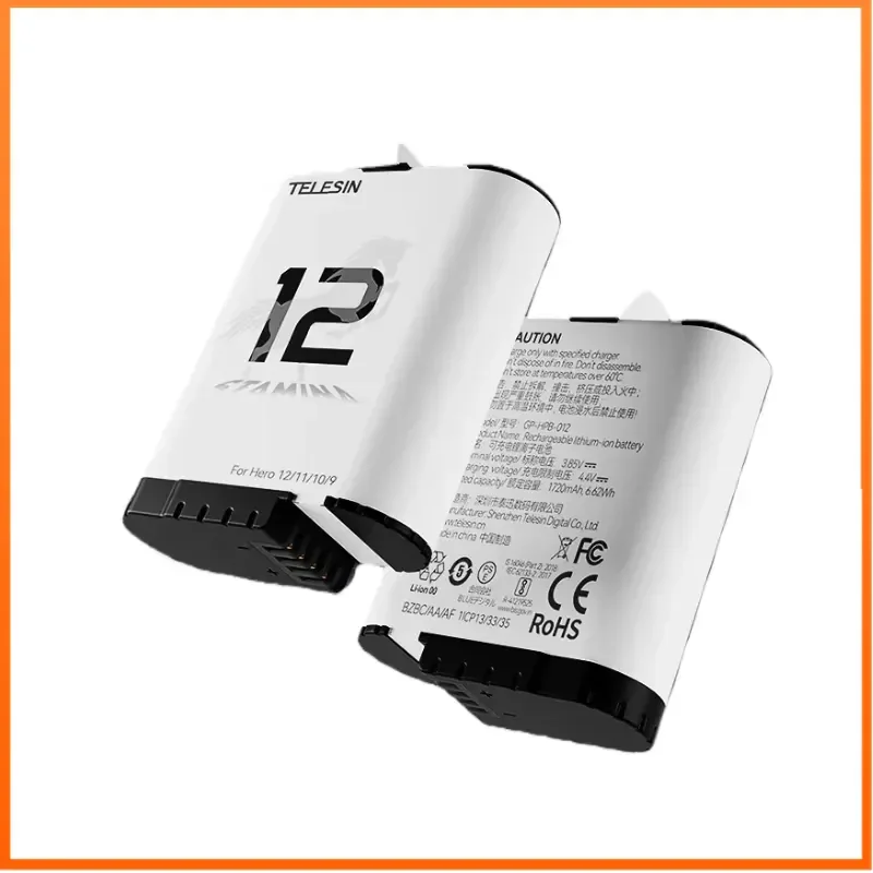 Low-Temperature Pocket Battery 3.85V 1720mAh for GoPro Camera 9 10 11 12 Replace Rechargeable Battery Accessories