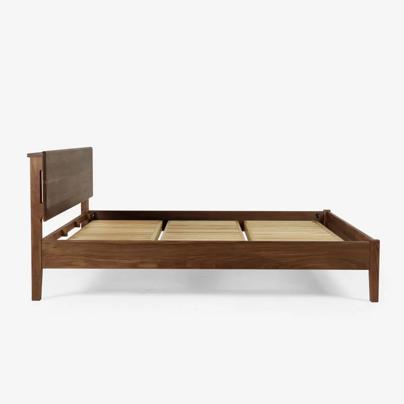 Wide wood narrow Nordic black walnut log solid wood double modern simple master bedroom 1.5 meters forest bed
