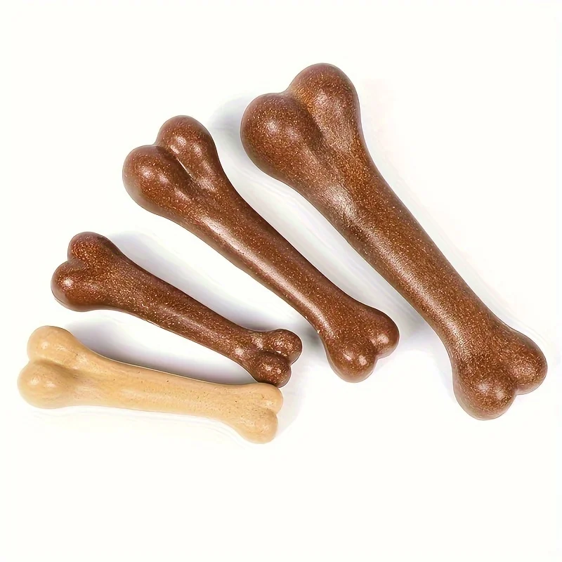 1pc Dog Durable Chew Toy, Bone Shaped Beef Flavored Dog Interactive Play Toy, Teeth Cleaning Training Toy Pet Supplies