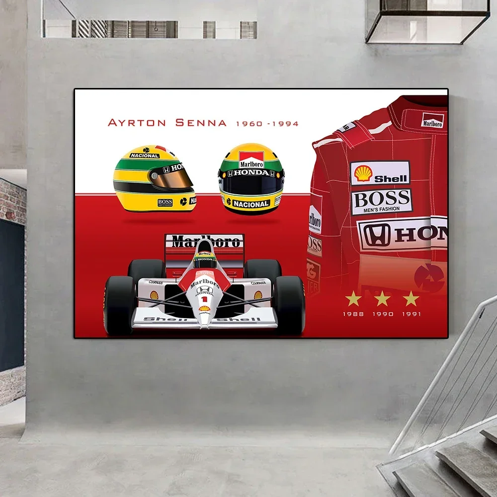 Super Formula Grand Prix Legendary Racer Senna Art Poster Print Wall Decoration Racing World Champion Canvas Painting Club
