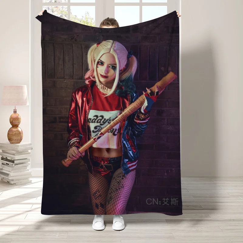 H-Harley Quinn Cute Throw Blanket Nordic Decorative Sofa Blankets for Bed Bedroom Decoration Bedspread the Fluffy Soft Fleece