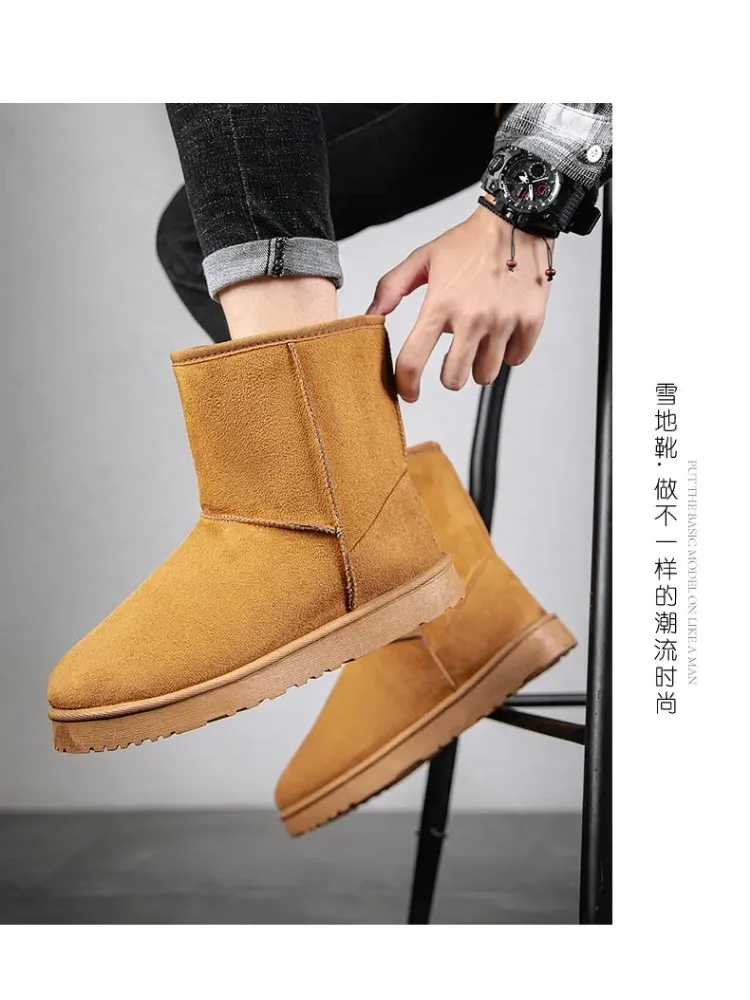 2024 winter snow boots couple with the same warm snow boots velvet men\'s shoes cotton shoes high-top shoes trendy shoes