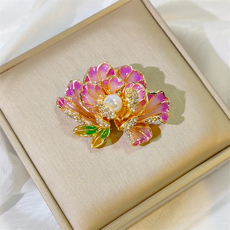 Жемчужная брошь с цветком пиона, высококачественная женская изысканная роскошная ретро-грудь, цветок, темперамент, брошь Cheongsam в китайском стиле