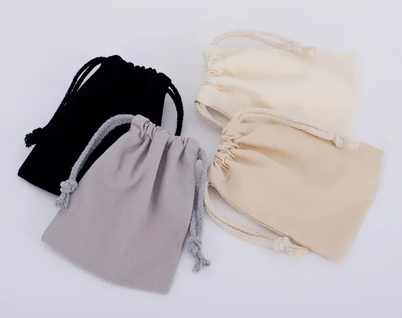 Casual Multi-size Cotton Drawstring Bags For Wedding Christmas Gift Diy Package Small Plain Pouches Home Dustproof Storage Sacks