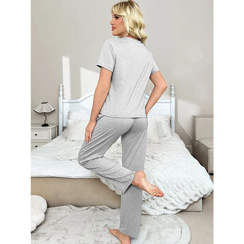 

Чистый цвет, трикотажный хлопок ort Sve, длинные брюки, комплект халатов для женщин, домашняя удобная одежда