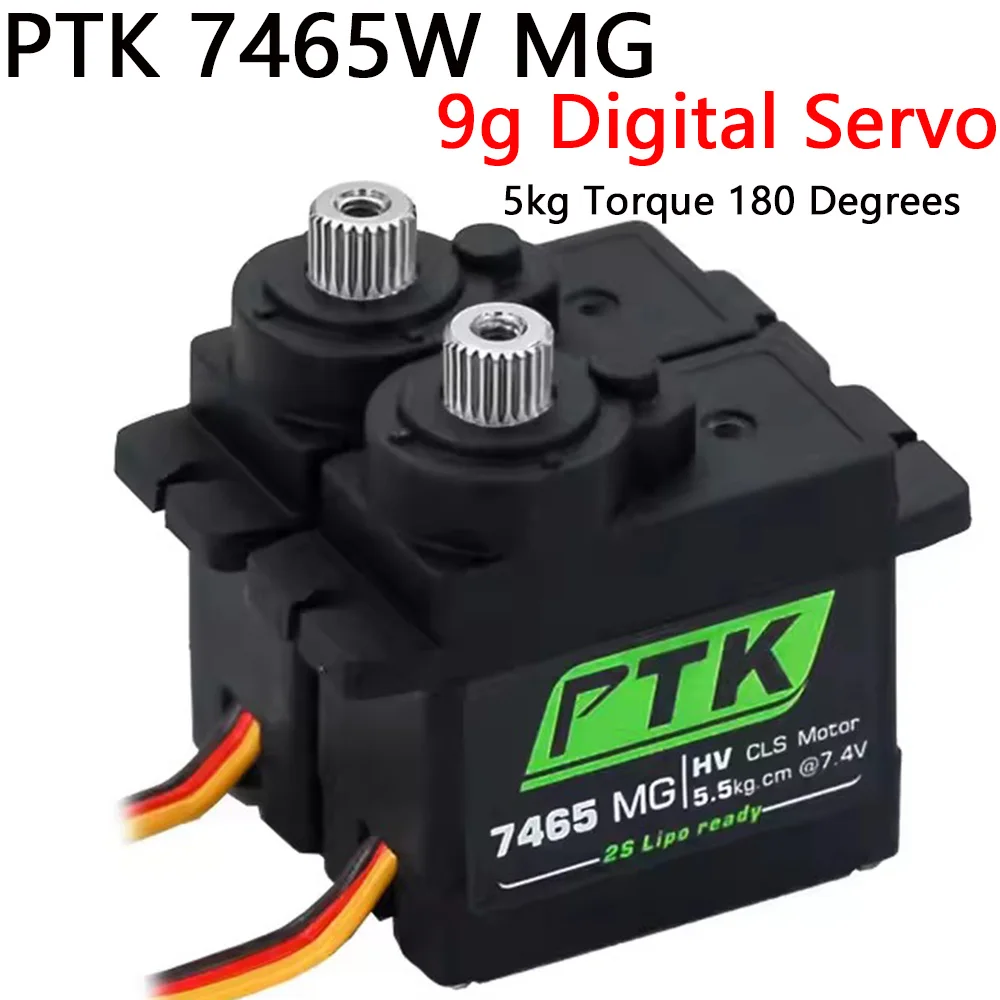 9g Digital Servo PTK 7465W MG Wasserdichtes Metallgetriebe mit Kipphebel-Set 5kg Drehmoment 180 Grad für RC Auto Flugzeug Zubehör