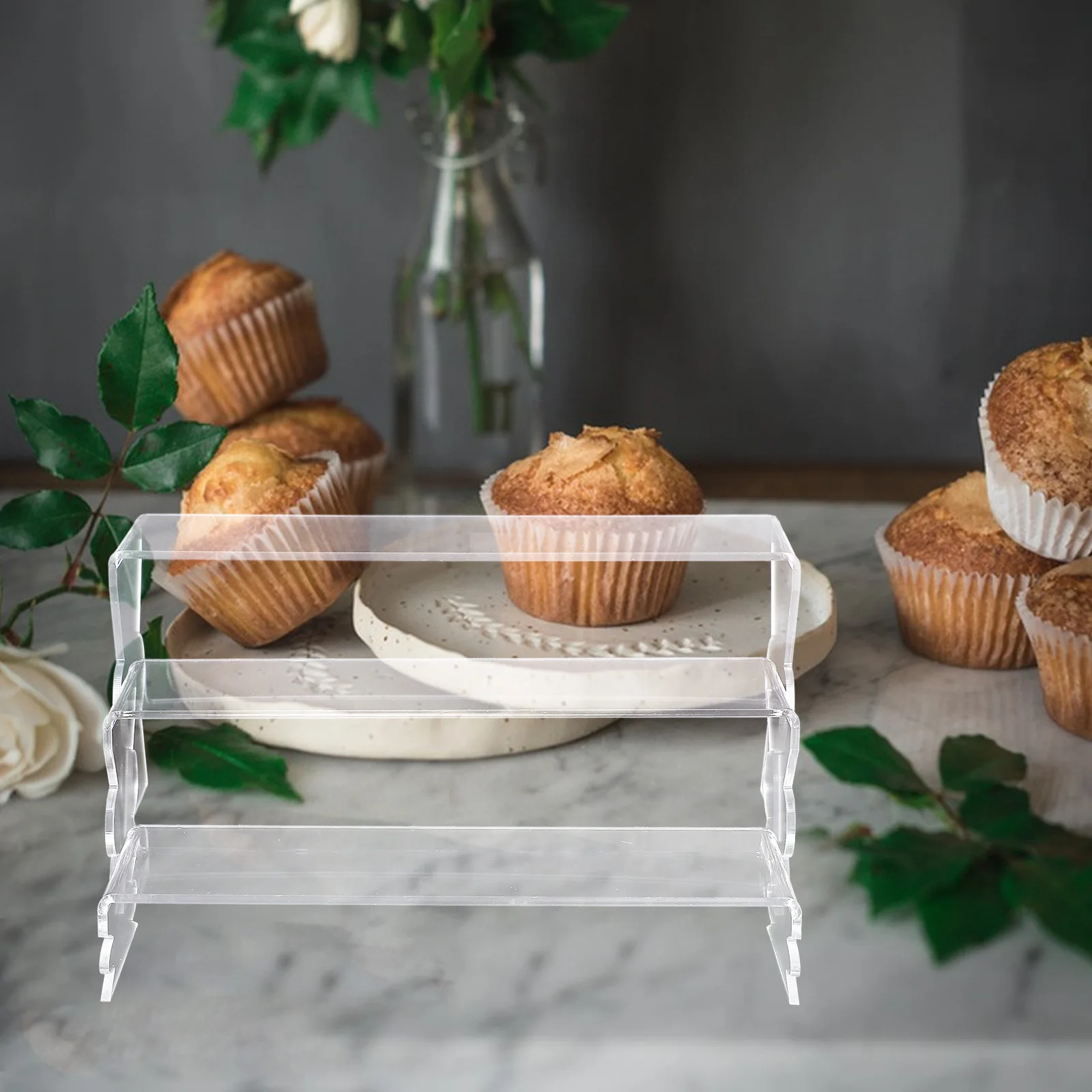 

3Pcs Acrylic Display Holder Tiered Riser Stand for Figurines Cupcake Jewelry Cosmetics Organizer Acrylic Riser Display Stand