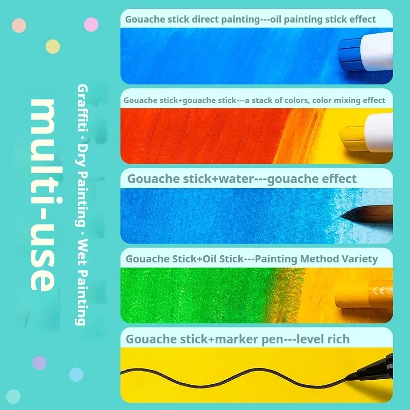 DELGREEN ARTIST GRADE Soft Solid Gouache Paint Sticks/Pastels/Crayons 6/12/18/24 Colors Graffiti Drawing Safe Non-toxic Pastels