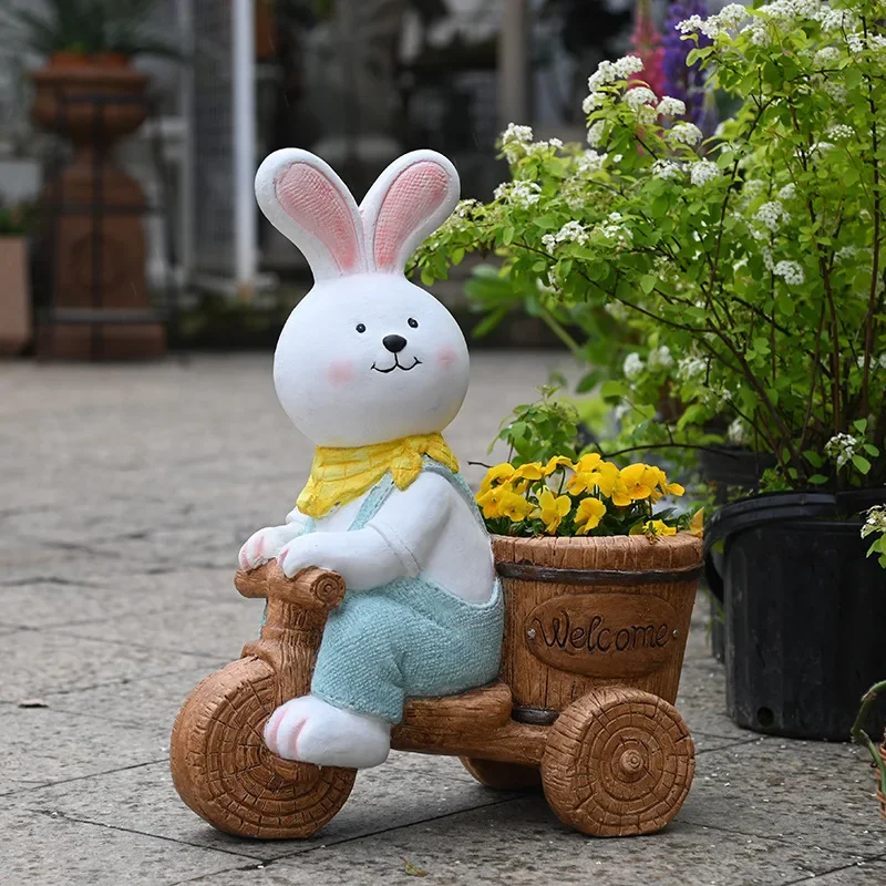 Outdoor Cute Cartoon Rabbit Ornament Garden Decoration Kindergarten Plant Corner Balcony Courtyard Animal Sculpture