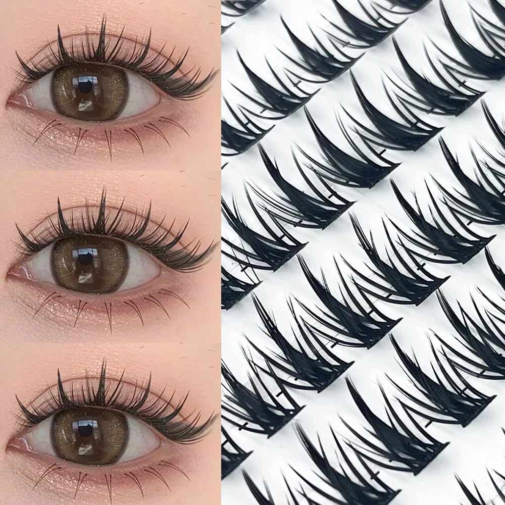 Affordable Natural 3D Russian Faux Mink Individual Cluster Lashes Strip Eyelash Extensions Daily & Occasion Makeup Essentials