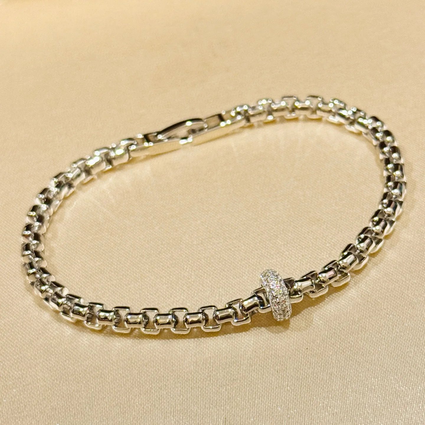 

100% стерлингового серебра 925 пробы, 17 см, браслет-цепочка с цирконием 5А, браслет-цепочка для женщин, ювелирные изделия