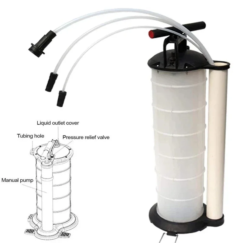 7L Manual Vacuum Oil Fluid Extractor Pump Car Truck Boat Fuel Pump Oil Changer Liquid Change Petrol Transfer Tank Dispense