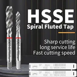 VOKET HSSE Red Ring JIS Standard Spiral Fluted Tap M1.2 M1.6 M2 M3 M4 M5 M6 M7 M8 M9 M10 M11 M12-M24  Machine Screw Thread Taps