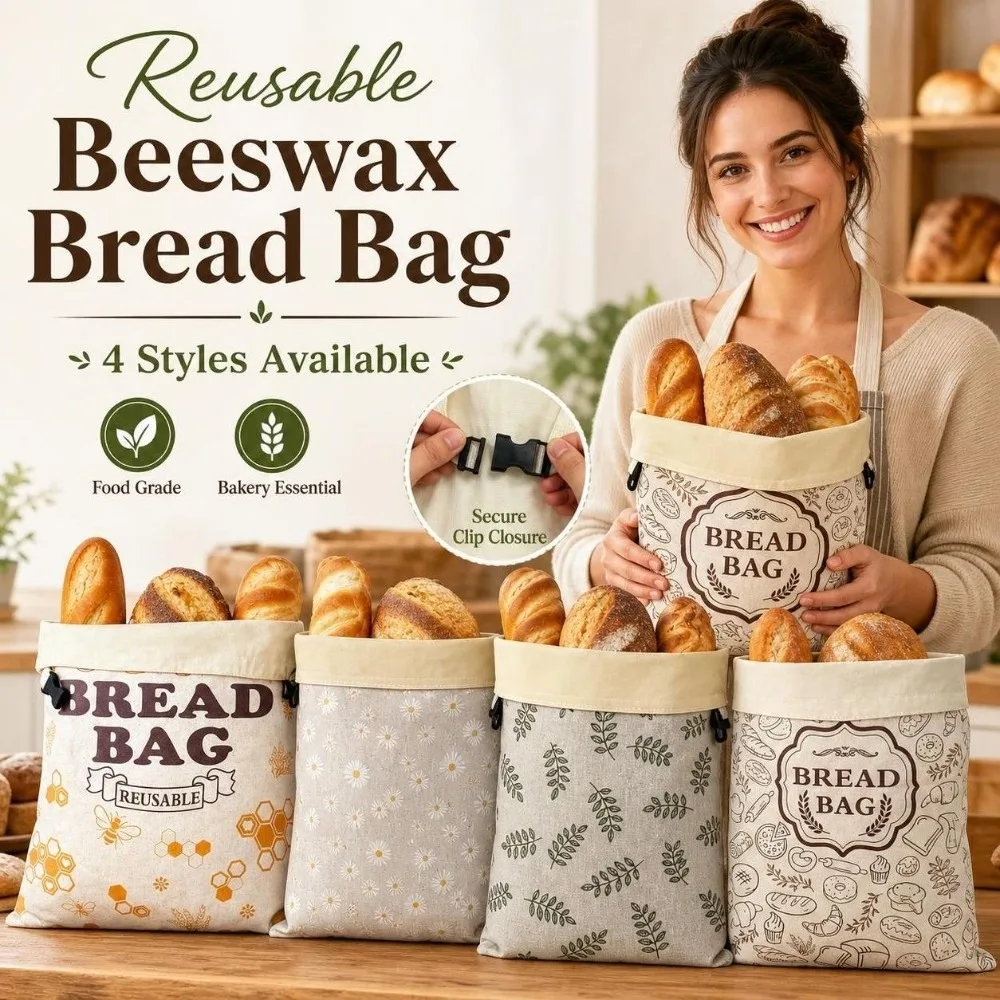Reusable Beeswax Bread Bag Sourdough Washable Food Storage Bag Printed Freezer Safe Bread Storage Bag Homemade Bread