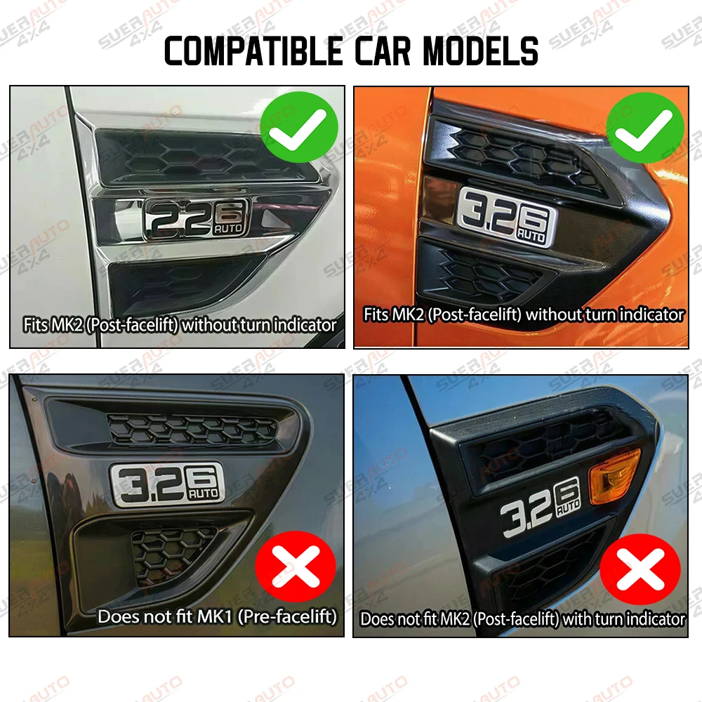 Matte Black Side Vent Cover Trim For Ford Ranger 2015-2022 T7 T8 Wildtrak XLT XL XLS SPORT ABS Side Air Vent Cover Right Left view 4