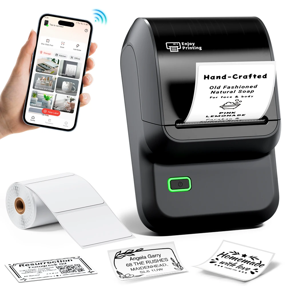 

M100 Label Maker Machine with Tape, Bluetooth Label Printer Versatile App with 1000 Icons and 300 Templates for School Office