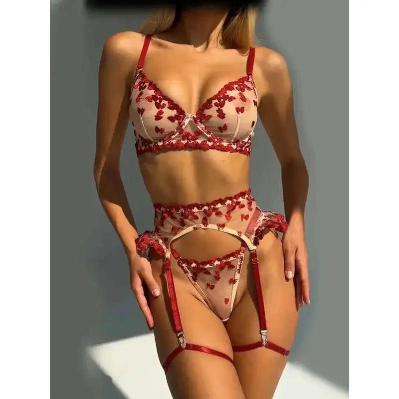 Sexy Heart Embroidered Mesh Lace Bodysuits Backless Deep V Suspenders Sleeveless Bodysuits Show Skin Thin Casual Charming 8RIX
