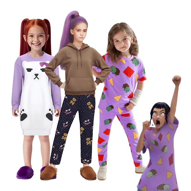 

New Kpop Demons Hunters Rumi Zoey Mira Cosplay Print Pajamas T-Shirt Shorts Nightdress Women Adult Roleplay Halloween Costume