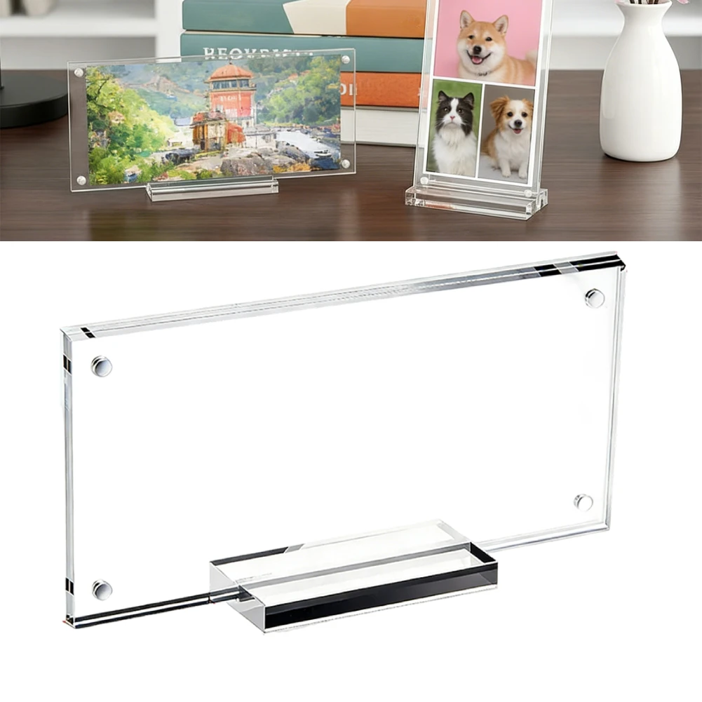 Dollar Bill Holder With Base Supports MultiFunctionnal Photos Stamps And Artwork Double-sided Transparent Display Frame Holder