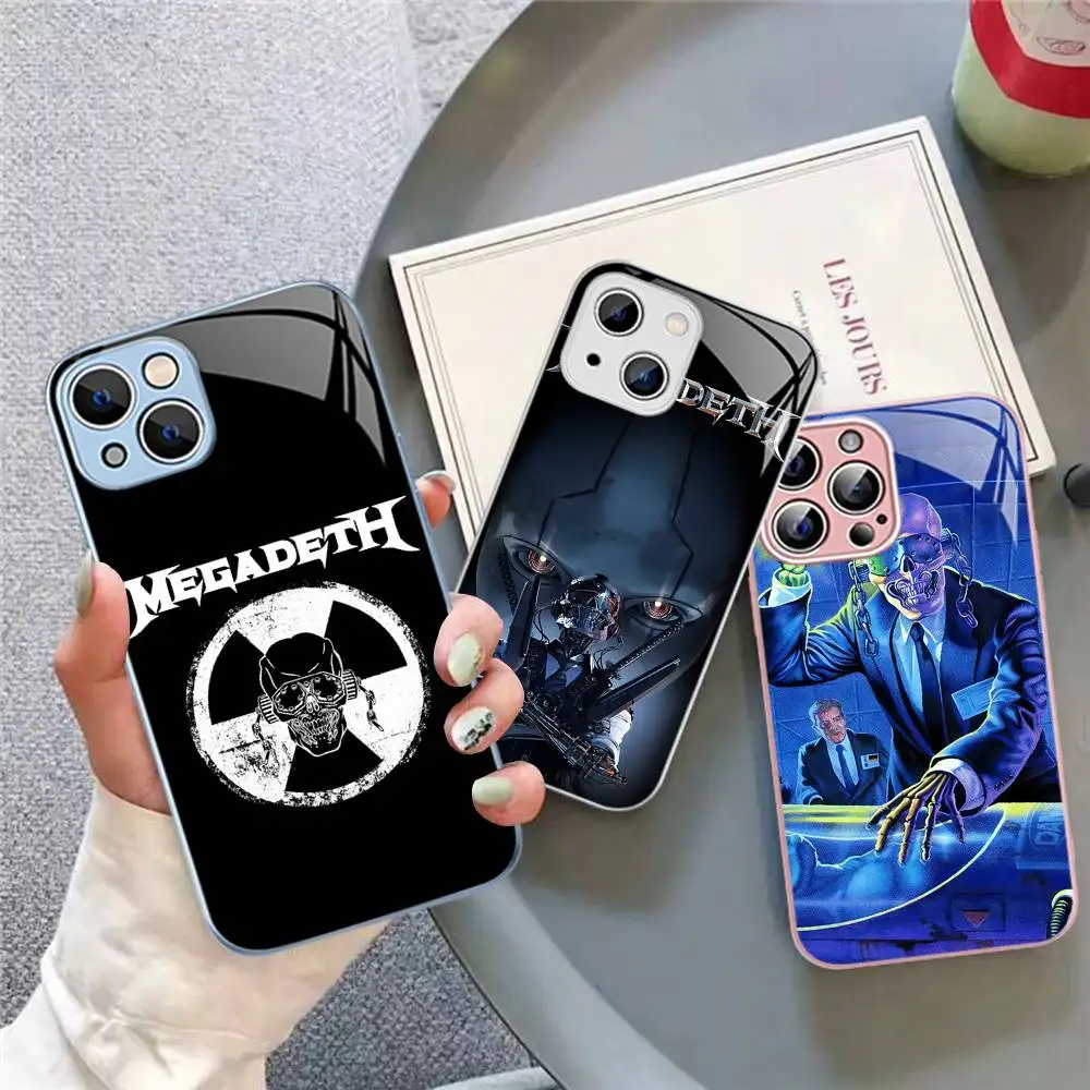 

M-Megadeth Logo Tempered Glass For Iphone 14 13 12 11 Pro Mini XS MAX 14Plus X XS XR Fundas