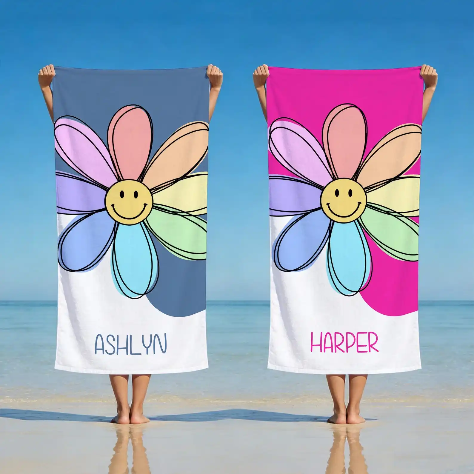 Personalized Brilliant Sun Beach Towel,Custom Name Pool Towel for Girls,Bithday Party Gift for Kids