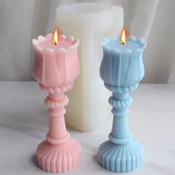 Tulip Column Candle Silicone Mold DIY Geometric Cylinder Soap Resin Gypsum Making Flower Chocolate Mold Home Decor Wedding Gifts