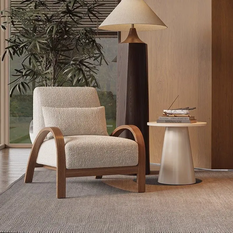 Wabi-Sabi Style Single Sofa Chair: Designer Couch for Living Room, Bedroom, and Balcony with Japanese Creamy Aesthetic