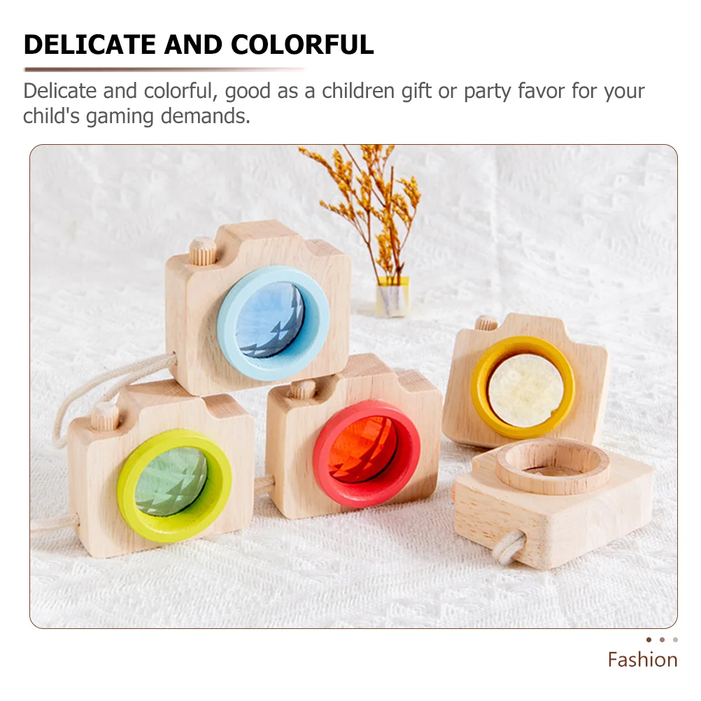 2 Pcs Children's Kaleidoscope Cameras for Kids Playthings Decor Party Toys Mini Wooden Adults Baby Decorative