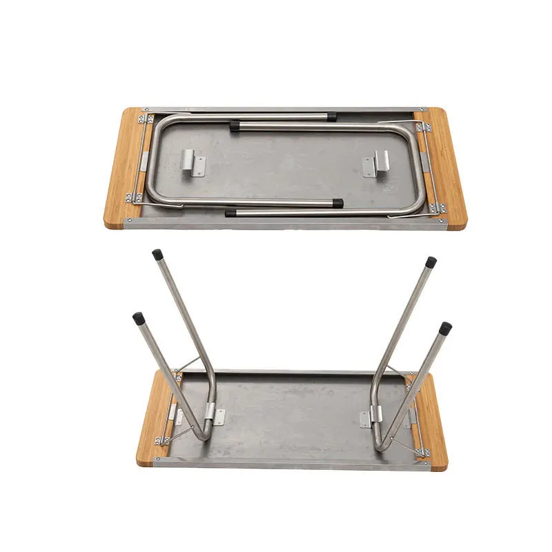

Stainless steel folding table, portable, car, camping, barbecue, outdoor courtyard, bamboo and wood table