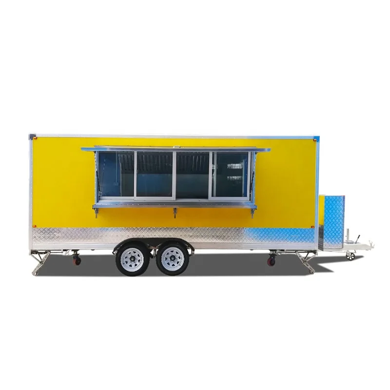 Square Type Food Trailer Customized Mobile Catering Trailer Energy Saving For Commercial Street Fast Food And Snack Business