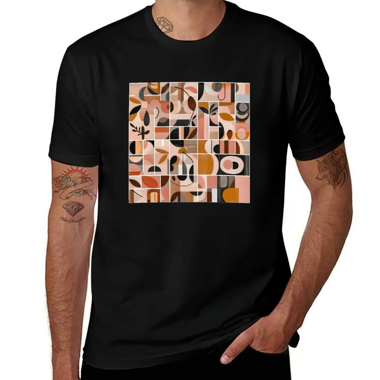 

Minimal Abstract Geometric Art – Earth Tone Mid-Century Modern Pattern T-Shirt tops cheap stuff Clothing men t shirt