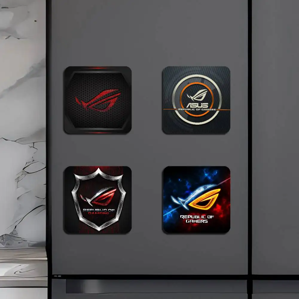 Imán para nevera con logotipo de Asus Rog, soporte magnético personalizado para fotos, superficie de imagen cuadrada duradera, imanes para nevera, 1 ud.
