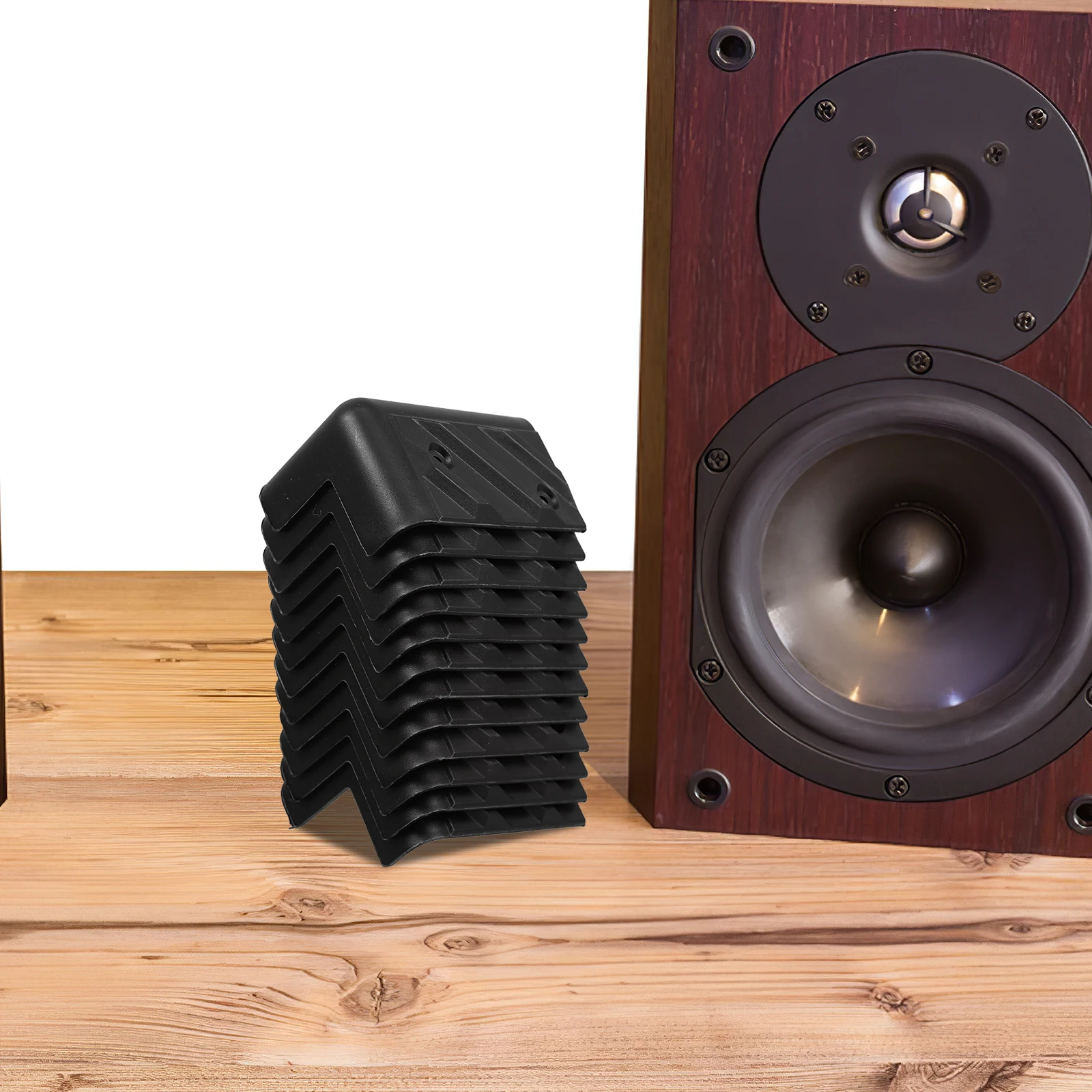 12 قطعة من واقيات زوايا مكبر الصوت البلاستيكية السميكة لخزانة معدات الصوت وحواف التعبئة والتغليف