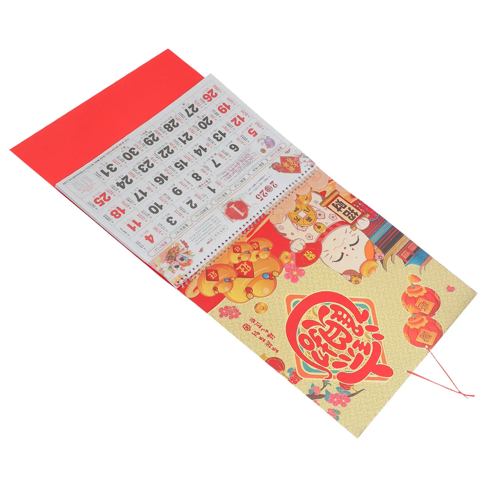 

Настенный календарь-подвеска из золотой фольги «Год Змеи» 2025, традиционный китайский, бумажный, для декора дома